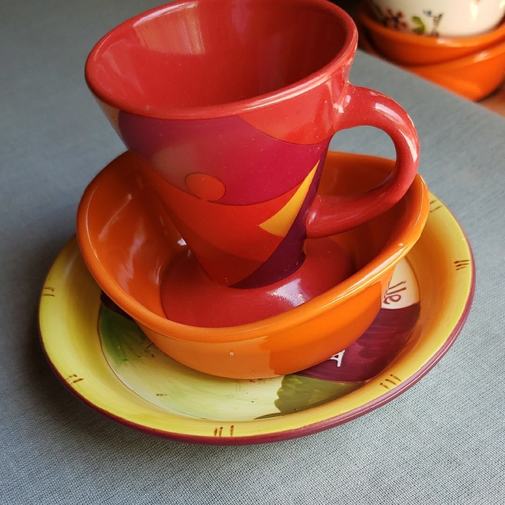 Vibrant Multicolor Cup and Saucer Set
